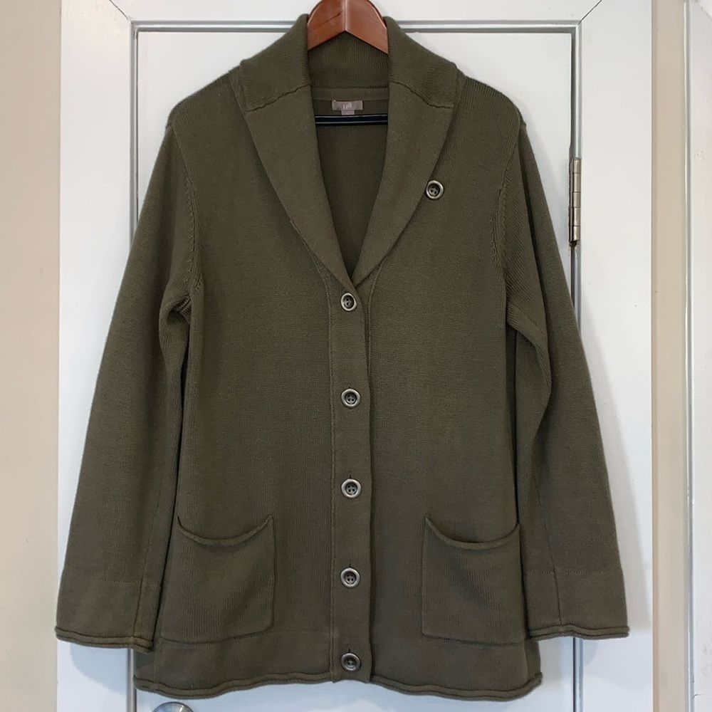 Vtg J. Jill Angora Blend Button Front Cardigan Sweater L